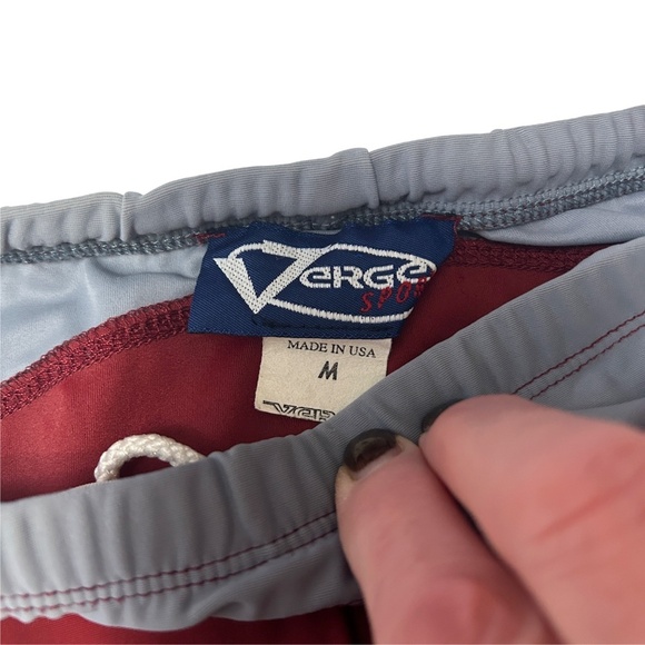 Verge Sport Swimsuit trunks brief mid rise Vintage 70s Colour block Made in USA - Picture 6 of 10